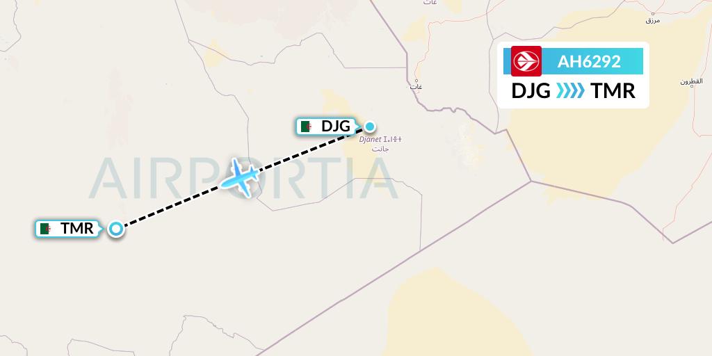 AH6292 Air Algerie Flight Map: Djanet to Tamanrasset