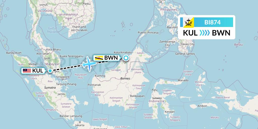 BI874 Flight Status Royal Brunei Airlines Kuala Lumpur to Brunei (RBA874)