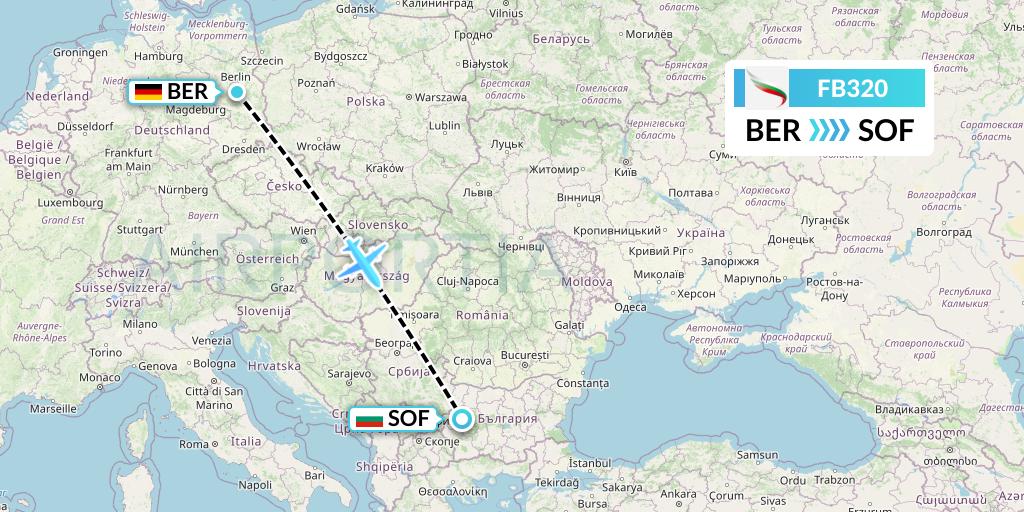 FB320 Bulgaria Air Flight Map: Berlin to Sofia