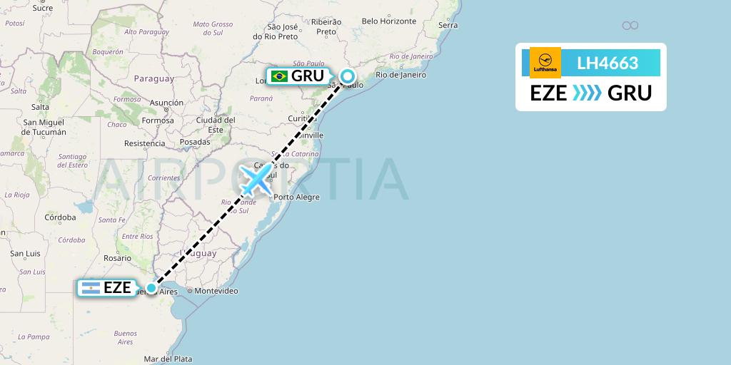 LH4663 Lufthansa Flight Map: Buenos Aires to Sao Paulo