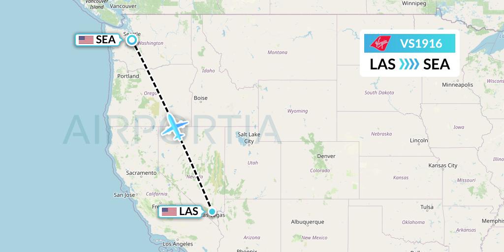 VS1916 Virgin Atlantic Airways Flight Map: Las Vegas to Seattle