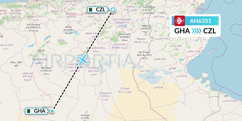 AH6351 Air Algerie Flight Map: Ghardaia to Constantine