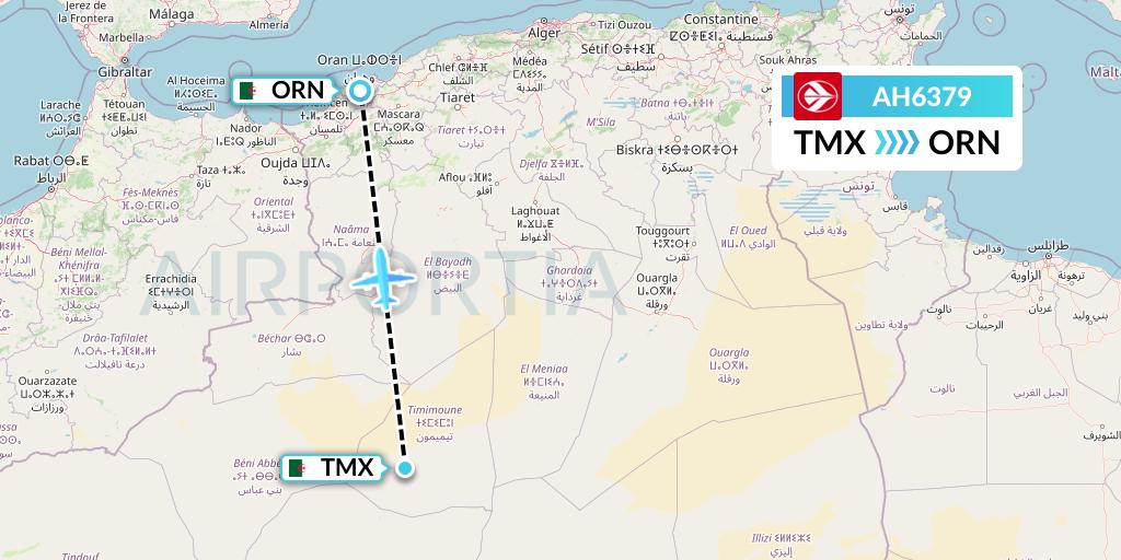 AH6379 Air Algerie Flight Map: Timimoun to Oran