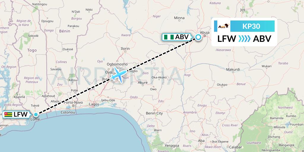 KP30 ASKY Flight Map: Lome to Abuja