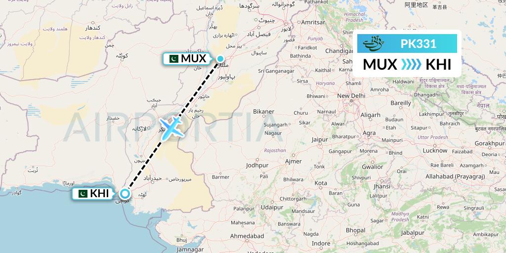 PK331 Flight Status Pakistan International Airlines Multan to Karachi
