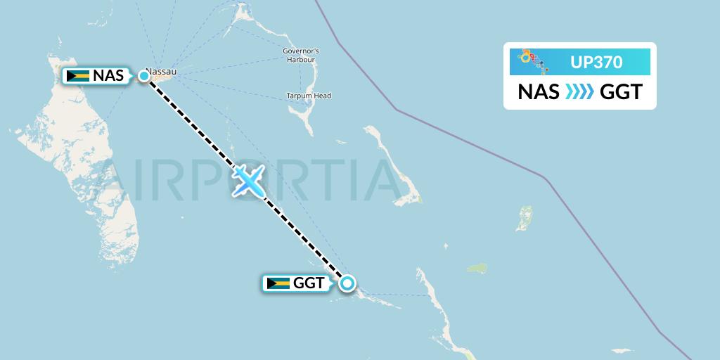 UP370 Bahamasair Flight Map: Nassau to George Town