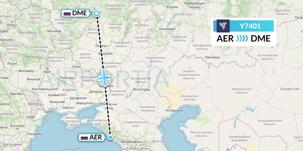 Y7401 NordStar Flight Map: Sochi to Moscow