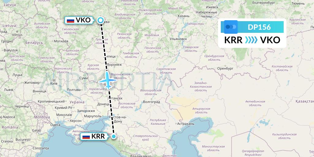 DP156 Pobeda Flight Map: Krasnodar to Moscow