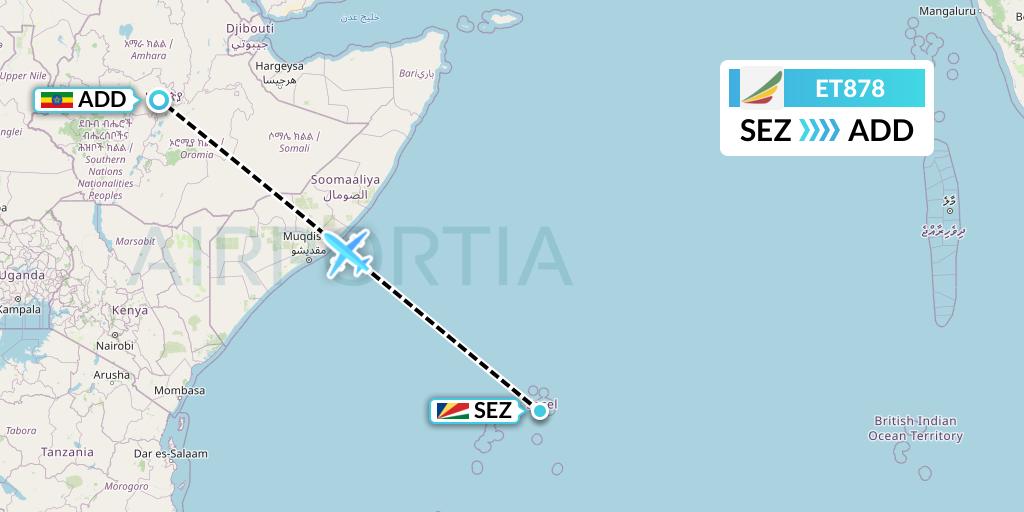 ET878 Ethiopian Airlines Flight Map: Victoria to Addis Ababa