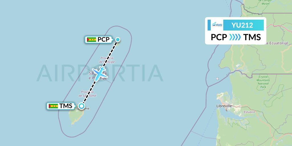 YU212 EuroAtlantic Airways Flight Map: Sao Tome and Principe to Sao Tome