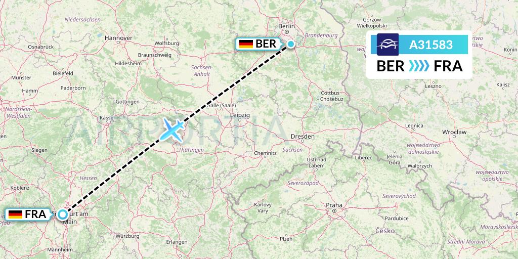 A31583 Aegean Airlines Flight Map: Berlin to Frankfurt