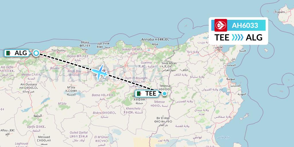 AH6033 Air Algerie Flight Map: Tebessi to Algiers