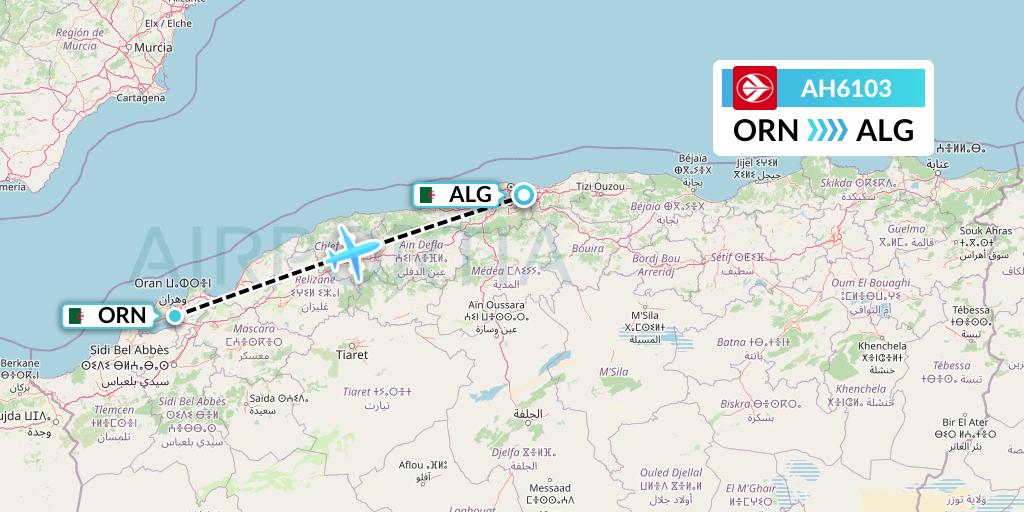 AH6103 Air Algerie Flight Map: Oran to Algiers