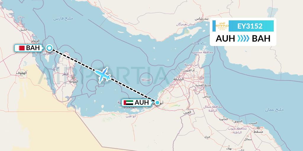 EY3152 Etihad Airways Flight Map: Abu Dhabi to Bahrain