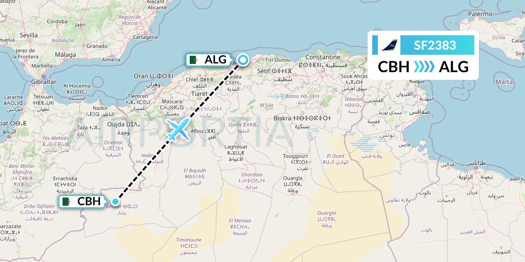 SF2383 Tassili Airlines Flight Map: Bechar to Algiers