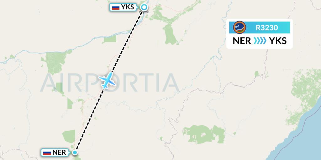 R3230 Yakutia Airlines Flight Map: Chulman to Yakutsk