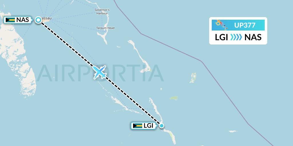 UP377 Bahamasair Flight Map: Deadmans Cay to Nassau