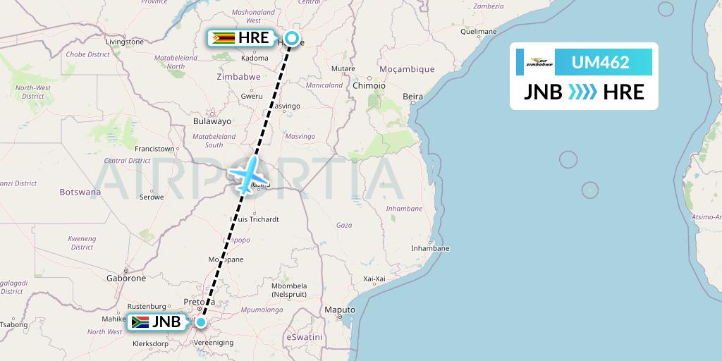 UM462 Flight Status Air Zimbabwe Johannesburg to Harare (AZW462)
