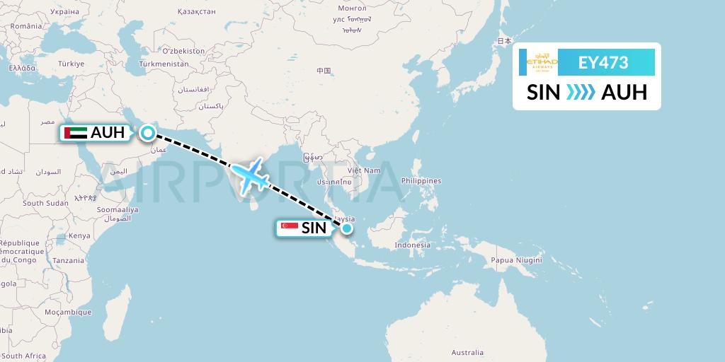 EY473 Flight Status Etihad Airways: Singapore to Abu Dhabi (ETD473)