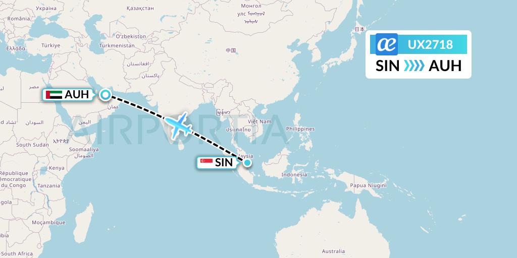 UX2718 Air Europa Flight Map: Singapore to Abu Dhabi