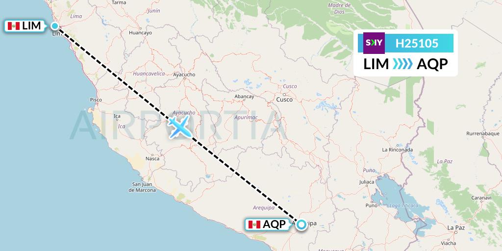 H25105 Sky Airline Flight Map: Lima to Arequipa