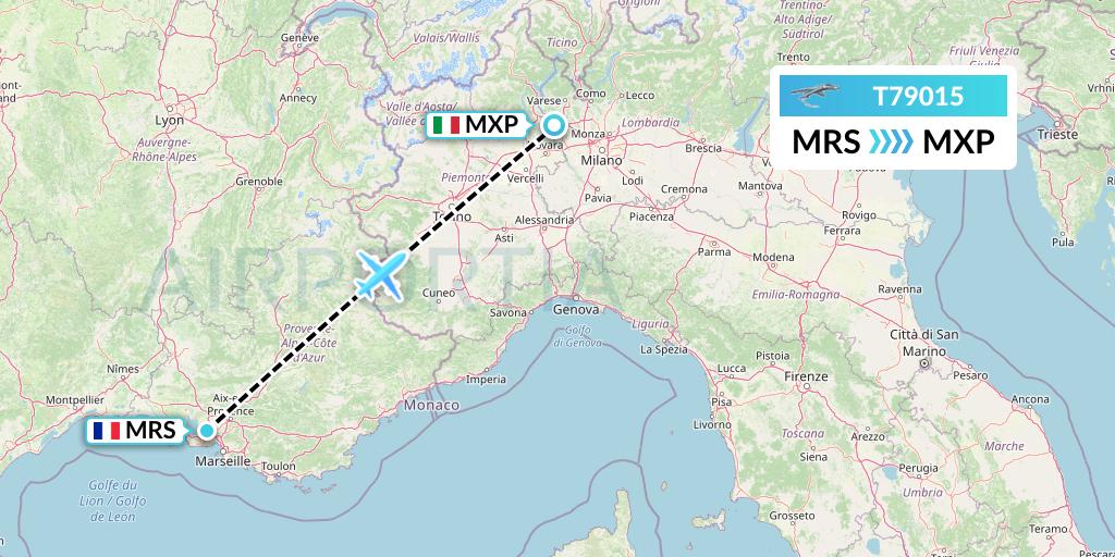 T79015 Twin Jet Flight Map: Marseille to Milan