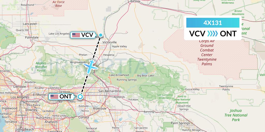 4X131 Air Mercury Flight Map: Victorville to Ontario