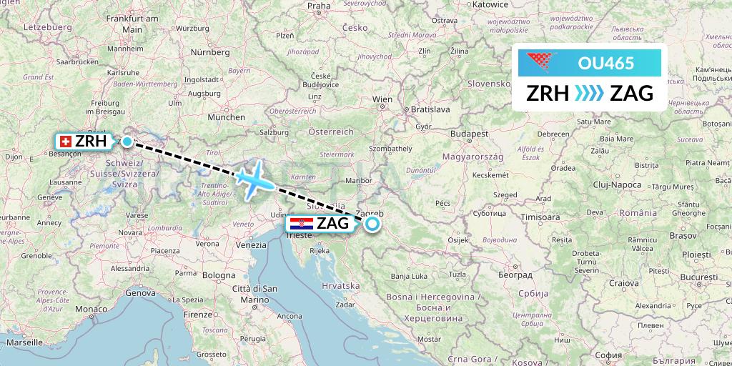OU465 Flight Status Croatia Airlines Zurich to Zagreb (CTN465)