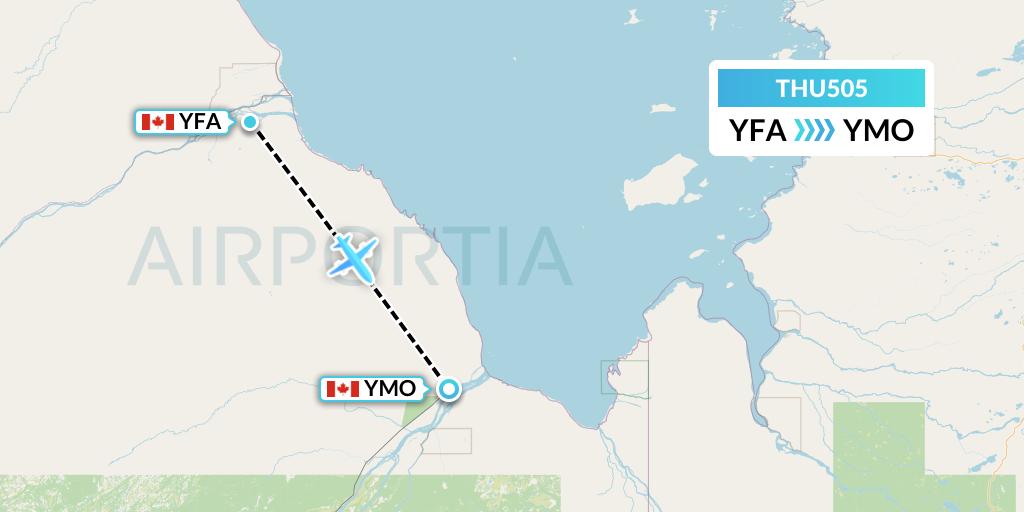 THU505 Thunder Airlines Flight Map: Fort Albany to Moosonee