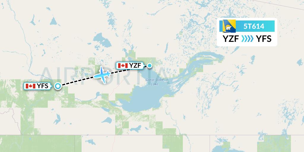5T614 Canadian North Flight Map: Yellowknife to Fort Simpson