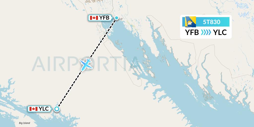5T830 Canadian North Flight Map: Iqaluit to Kimmirut