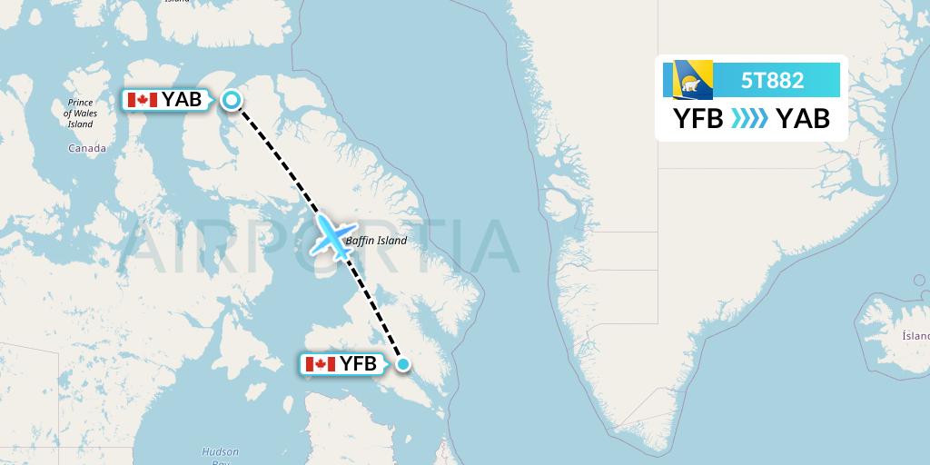 5T882 Canadian North Flight Map: Iqaluit to Arctic Bay