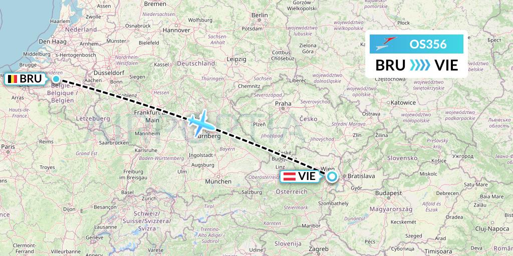 OS356 Austrian Airlines Flight Map: Brussels to Vienna
