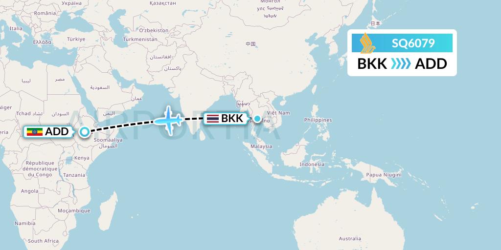SQ6079 Singapore Airlines Flight Map: Bangkok to Addis Ababa