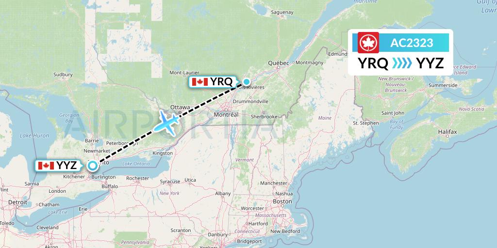AC2323 Air Canada Flight Map: Trois-Rivieres to Toronto