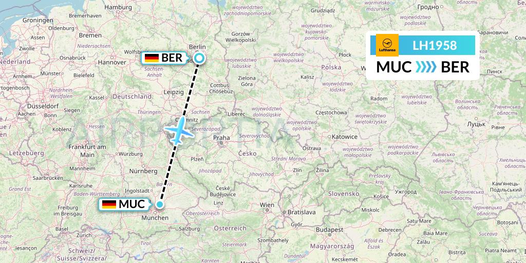 LH1958 Lufthansa Flight Map: Munich to Berlin