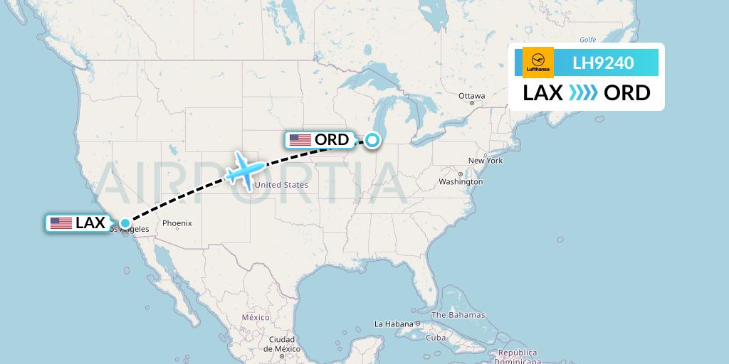 LH9240 Lufthansa Flight Map: Los Angeles to Chicago