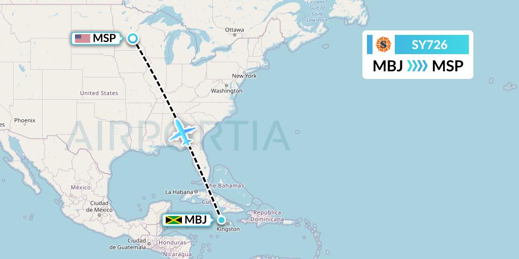 SY726 Flight Status Sun Country Airlines Montego Bay to Minneapolis
