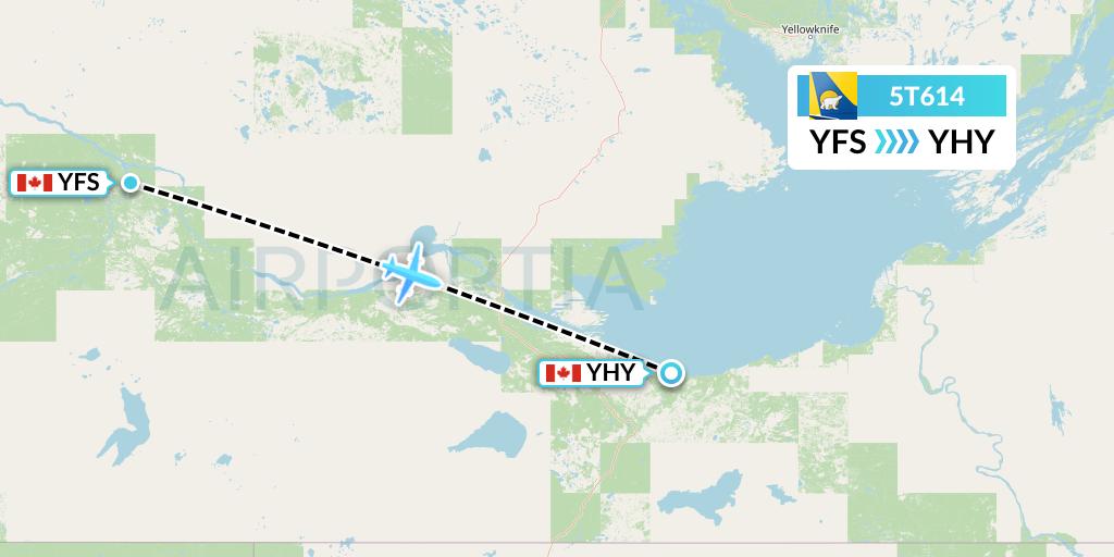 5T614 Canadian North Flight Map: Fort Simpson to Hay River