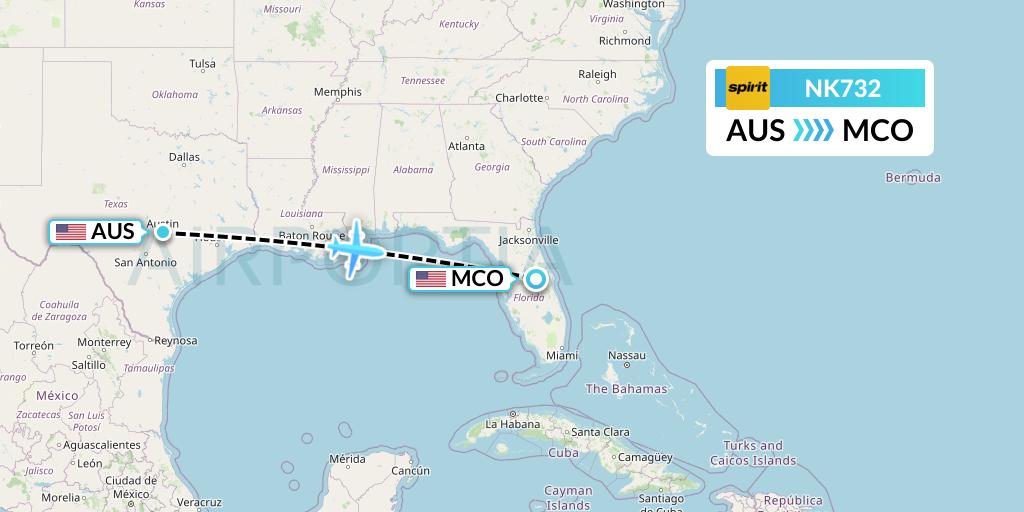NK732 Flight Status Spirit Airlines Austin to Orlando (NKS732)