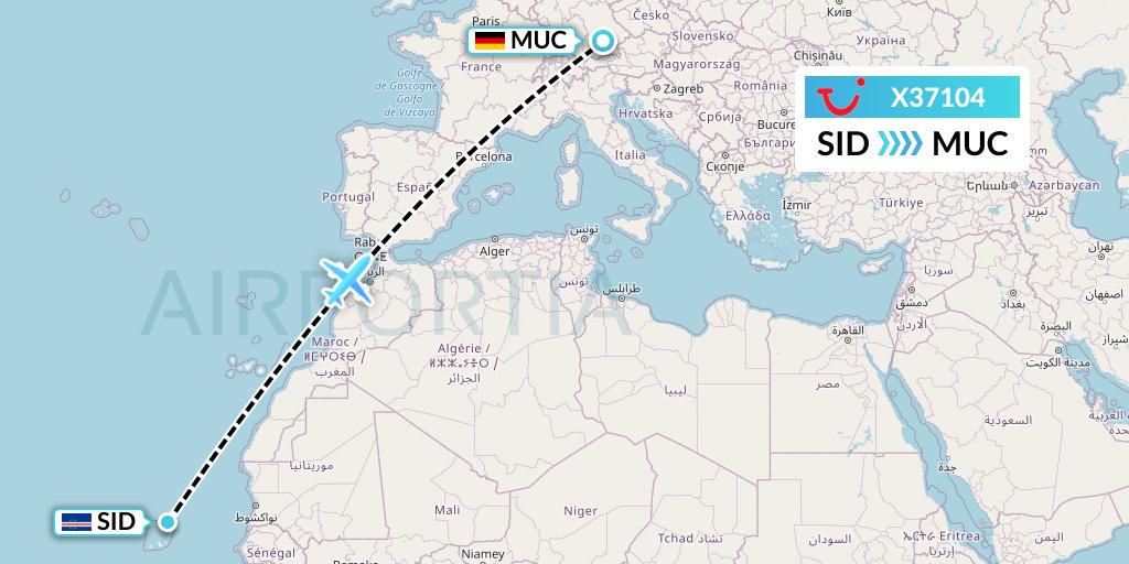 X37104 TUI fly Germany Flight Map: Espargos to Munich