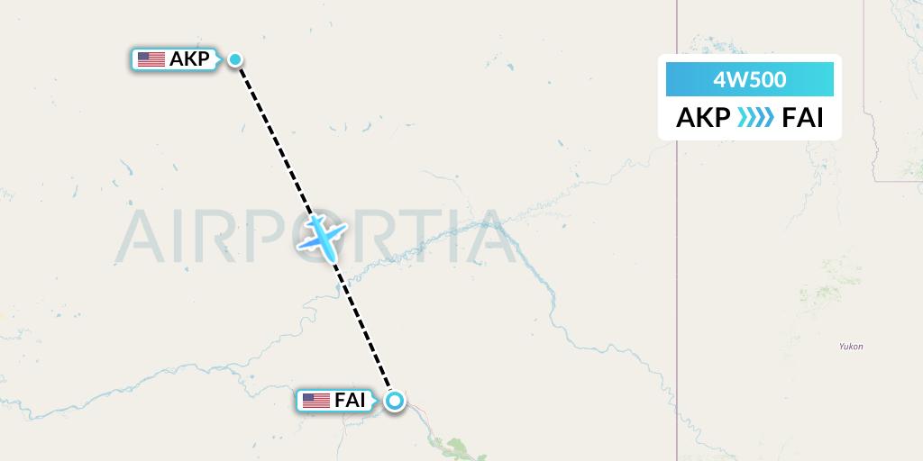 4W500 Warbelows Air Ventures Flight Map: Anaktuvuk Pass to Fairbanks
