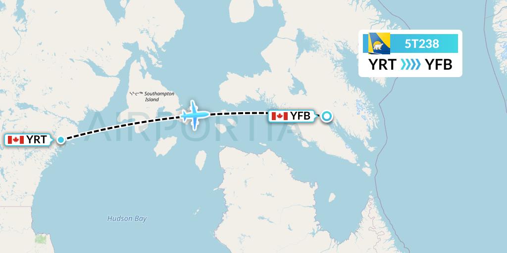 5T238 Canadian North Flight Map: Rankin Inlet to Iqaluit