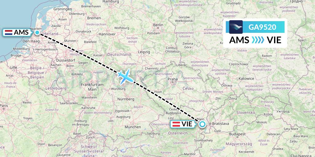 GA9520 Garuda Indonesia Flight Map: Amsterdam to Vienna
