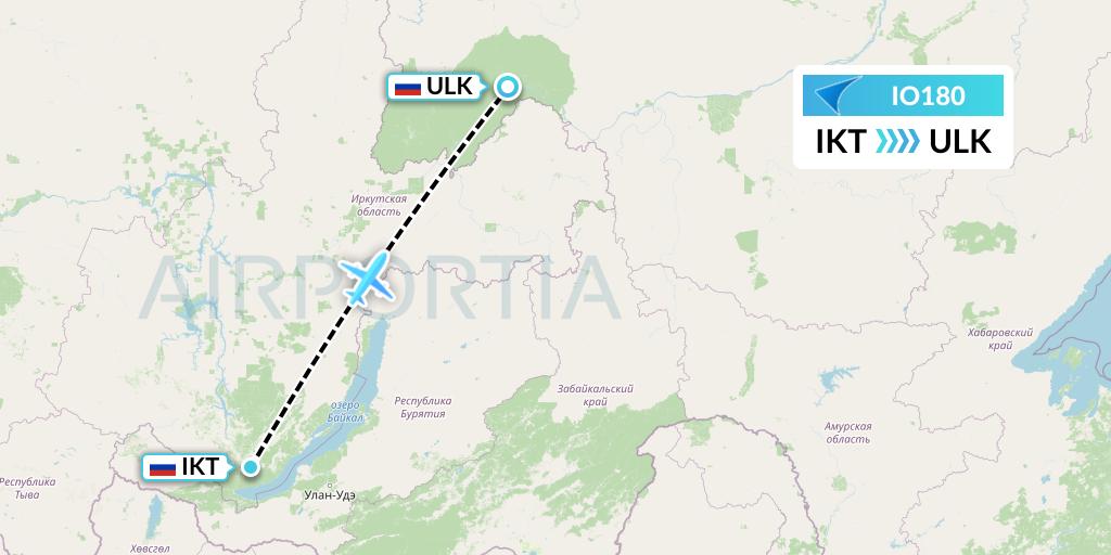 IO180 IrAero Flight Map: Irkutsk to Lensk