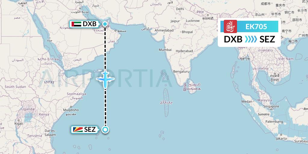 EK705 Emirates Flight Map: Dubai to Victoria