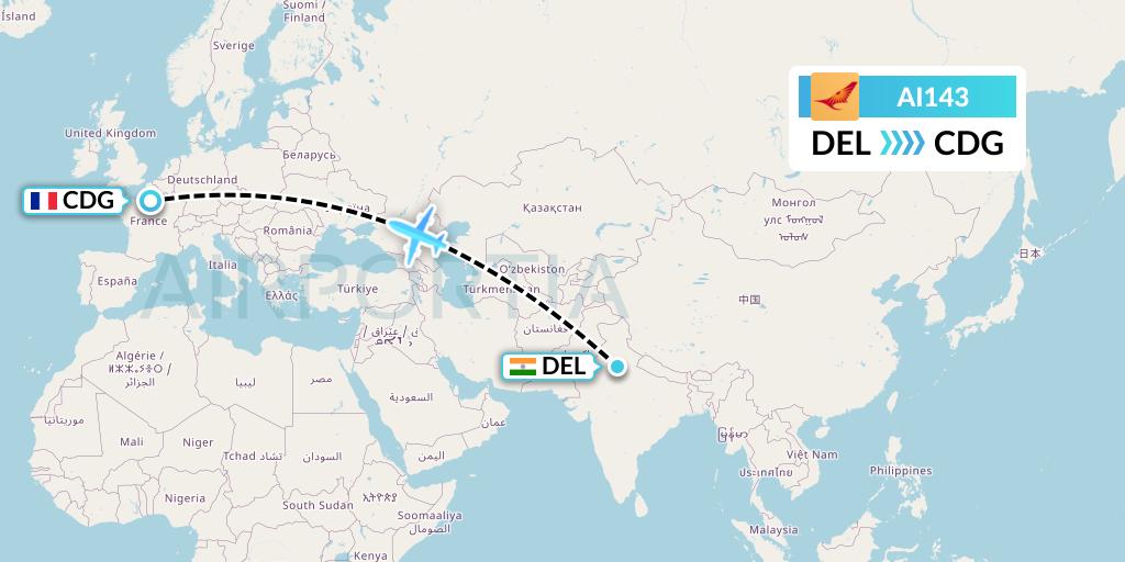 AI143 Flight Status Air India Delhi to Paris (AIC143)
