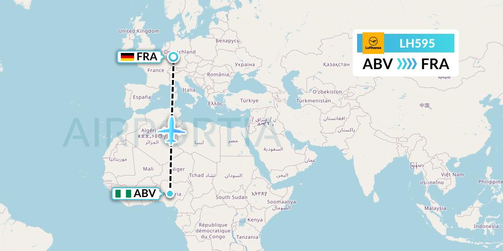 LH595 Lufthansa Flight Map: Abuja to Frankfurt