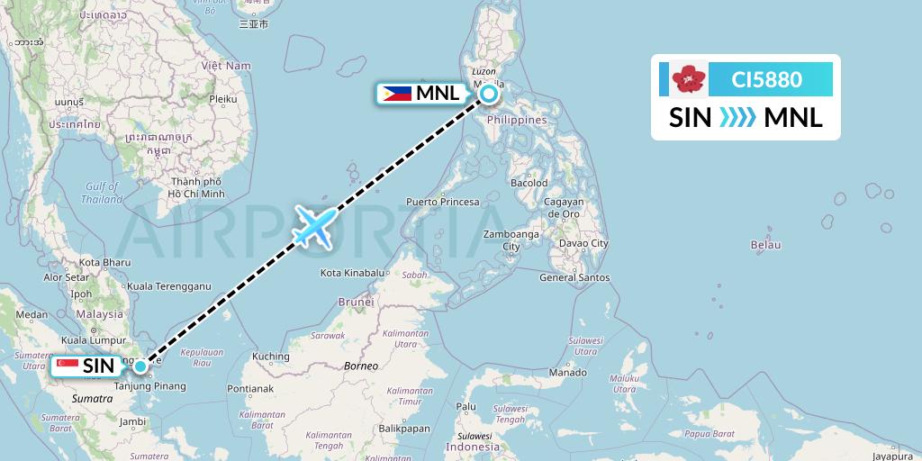 CI5880 China Airlines Flight Map: Singapore to Manila