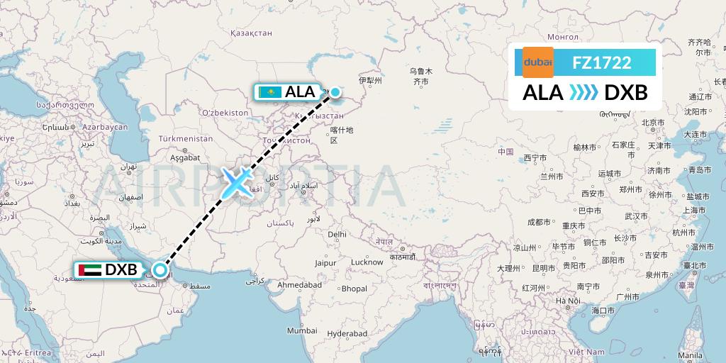 FZ1722 Flight Status FlyDubai Almaty to Dubai (FDB1722)